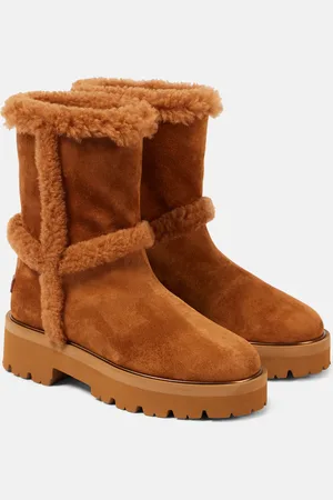 Aquazzura Teddi 20 shearling-trimmed suede boots