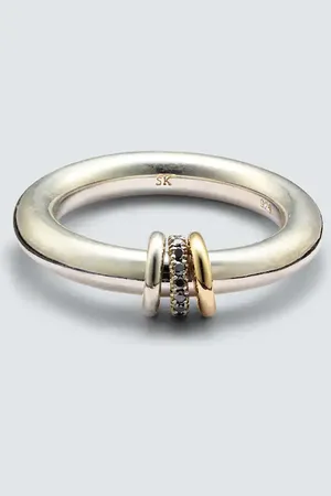SPINELLI KILCOLLIN Sirius Max sterling and 18tk gold ring with black diamonds
