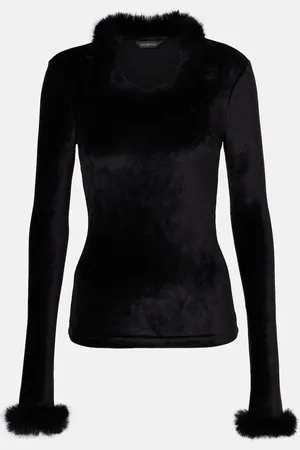 Balenciaga Faux-fur trimmed top