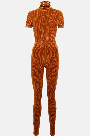 ALEX PERRY Benton devore zebra-print catsuit