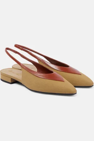 Loro Piana Rebecca leather-trimmed slingback flats