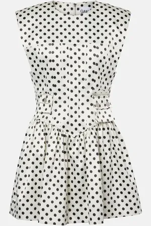 Ganni Polka-dot satin corset dress