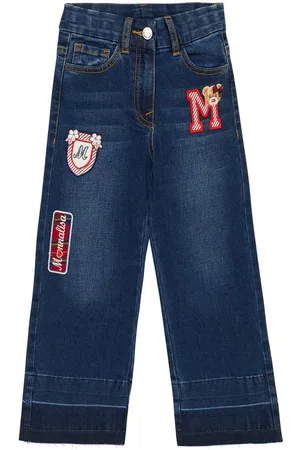 MONNALISA Embroidered wide-leg jeans