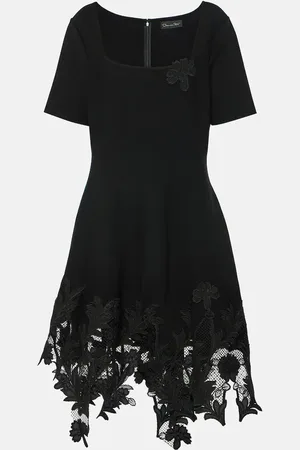 Oscar de la Renta Lace-trimmed knitted minidress