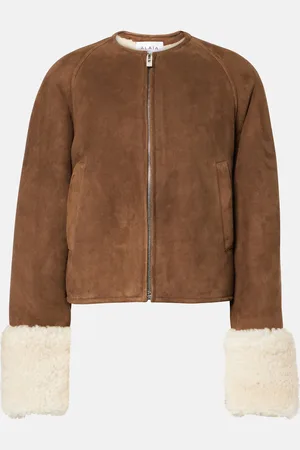 Alaïa Shearling-trimmed suede jacket