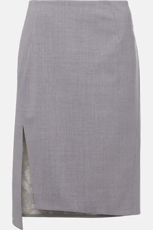 VERSACE Melange wool-blend pencil skirt