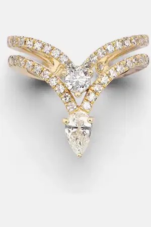 Shay Stacked Chevron 18kt ear cuff with diamonds