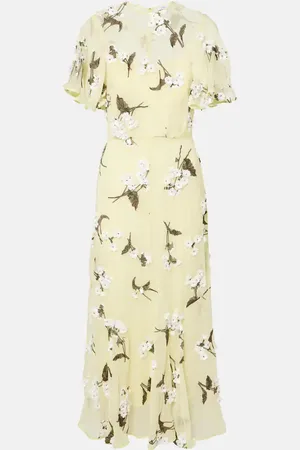 Erdem Floral-applique georgette cocktail dress