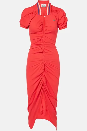 Vivienne Westwood Pulling ruched asymmetric cotton midi dress