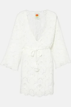 Farm Rio Seashell broderie anglaise cotton beach dress