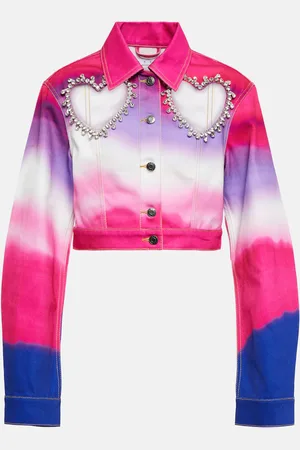 AREA Embellished ombre denim jacket