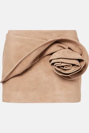 MAGDA BUTRYM Floral-applique suede miniskirt