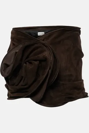 MAGDA BUTRYM Floral-applique suede miniskirt