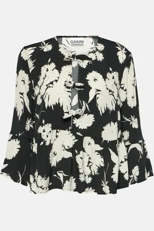 Ganni Floral crepe blouse