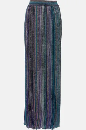 Missoni Striped ribbed-knit lame maxi skirt