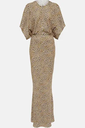 Norma Kamali Obie leopard-print georgette gown