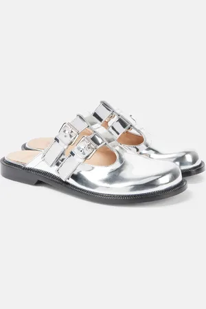 Loewe Campo metallic leather Mary Jane flats