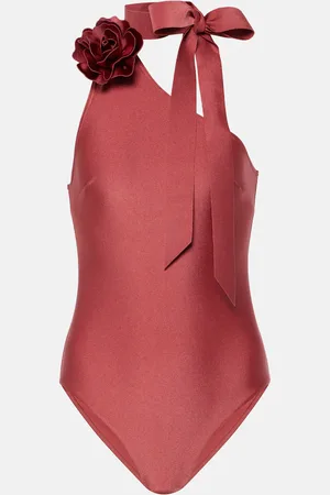 ZIMMERMANN Waverly floral-applique one-shoulder swimsuit