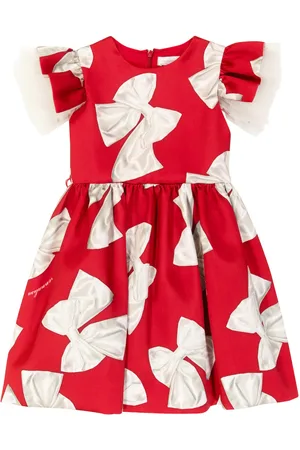 MONNALISA Bow-printed belted dress