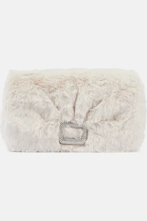 Roger Vivier Viv Choc embellished faux shearling wallet