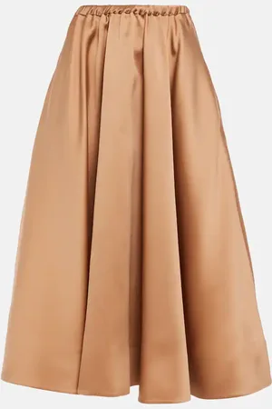 VALENTINO Pleated duchesse midi skirt