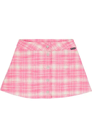 Palm Angels Checked cotton-blend tweed skirt
