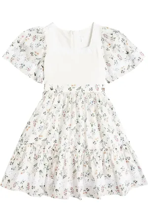 PATACHOU Floral lace-trimmed cotton-blend dress