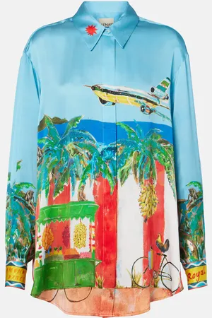 ALÉMAIS All Aboard silk satin shirt