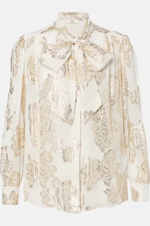 Chloé Floral fil coupe silk-blend lame blouse