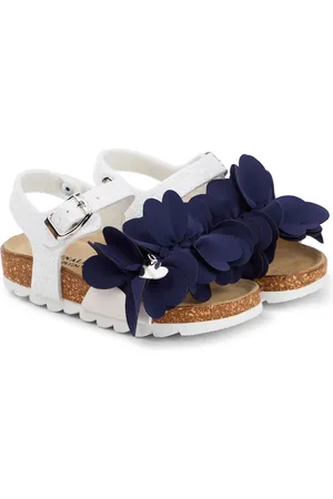 MONNALISA Glitter leather-trimmed sandals