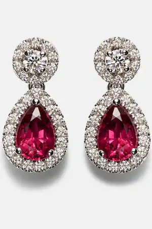 BUCHERER FINE JEWELLERY Classics 18kt white gold drop earrings with rubies and diamonds