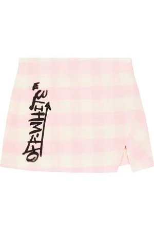 OFF-WHITE Checked linen and cotton-blend boucle skirt