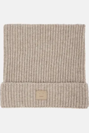 Acne Studios Face ribbed-knit wool-blend beanie