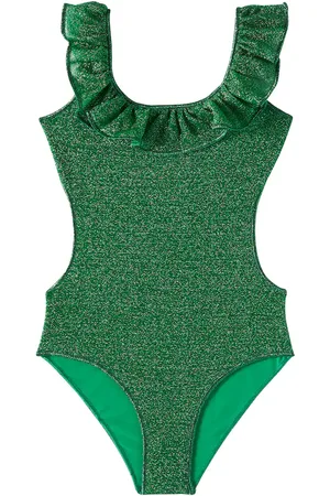 Oseree Lumiere ruffled lame swimsuit