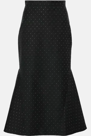 Erdem Polka-dot cotton and wool lame midi skirt