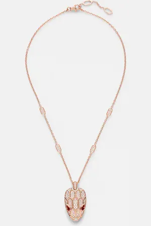 Bvlgari Serpenti Seduttori 18kt rose pendant necklace with diamonds and rubellites