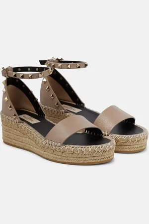 VALENTINO GARAVANI Rockstud leather espadrille wedges