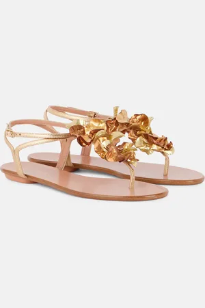 Aquazzura Applique metallic leather sandals