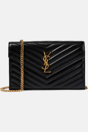 Saint Laurent Cassandre matelasse leather wallet on chain