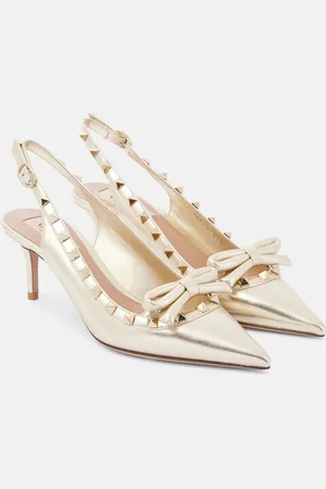 VALENTINO GARAVANI Rockstud Bow leather slingback pumps
