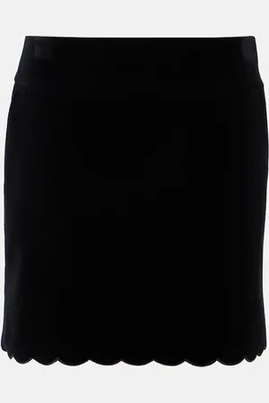 Chloé Scalloped cotton velvet miniskirt