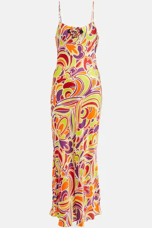 RODARTE Printed satin slip dress