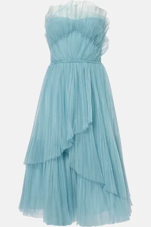 Costarellos Dorea plisse tulle cocktail dress