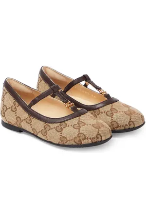 Gucci Double G leather-trimmed ballet flats