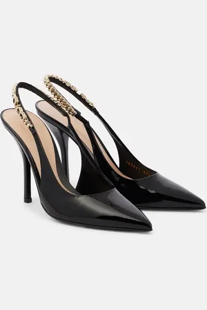 Gucci Signoria patent leather slingback pumps