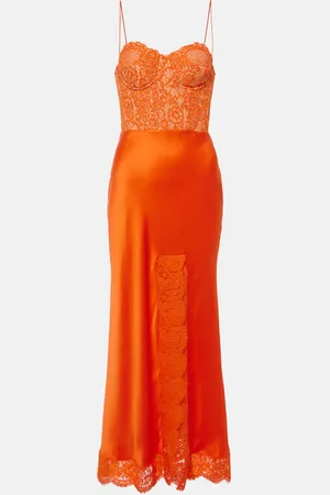 Rebecca Vallance Adira lace-trimmed silk satin corset dress