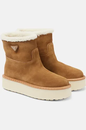 Prada Shearling-lined suede ankle boots