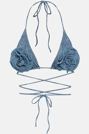 MAGDA BUTRYM Floral applique triangle bikini top