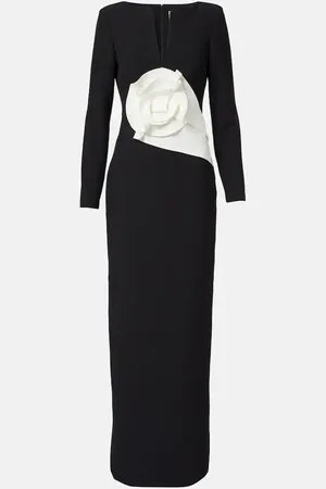 Roland Mouret Floral-applique crepe gown