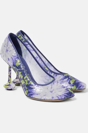 Loewe Toy 90 floral sequined mesh pumps